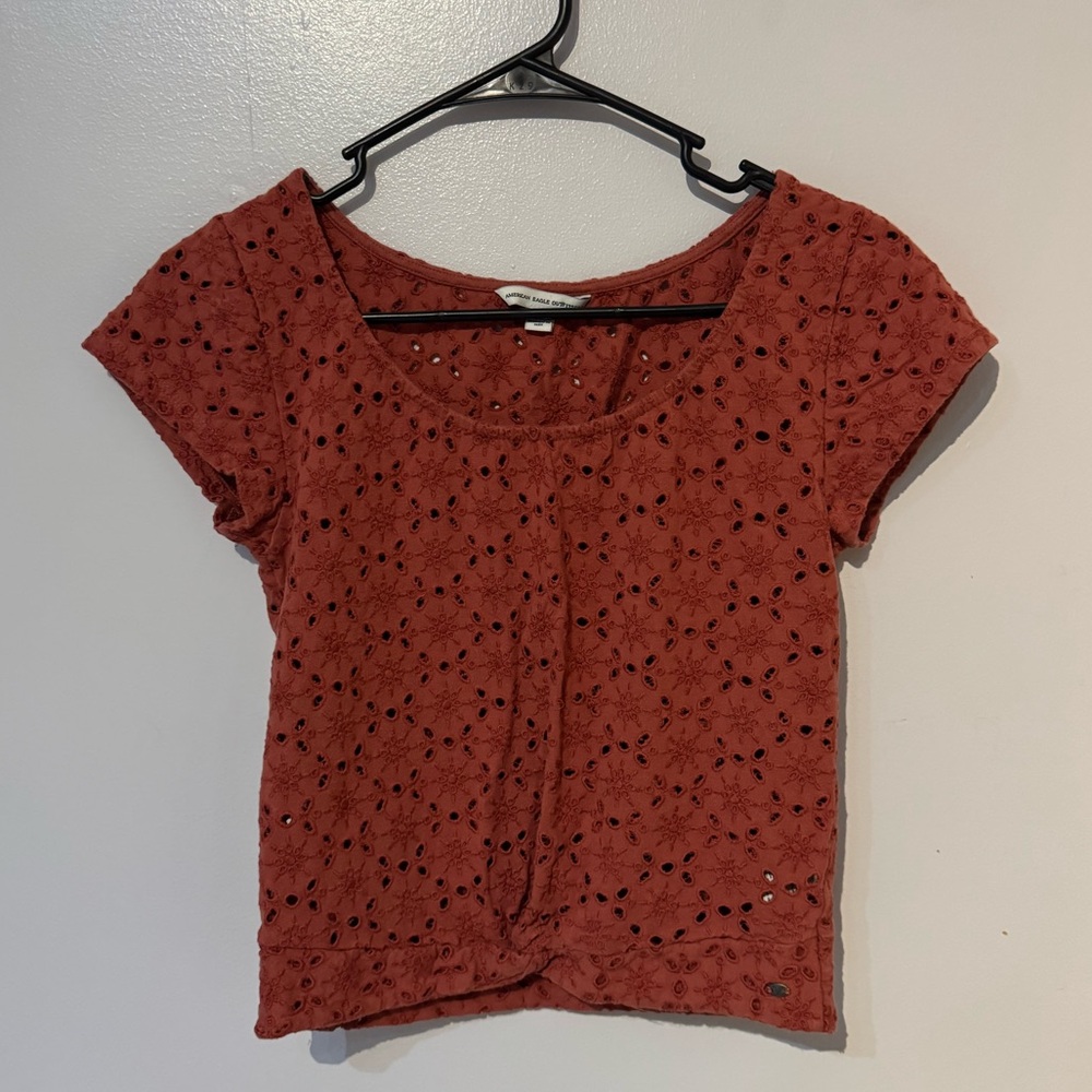 American Eagle Outfitters Terracotta Eyelet Blouse